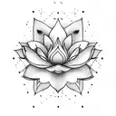 Lotus Flower with wolf tattoo design idea