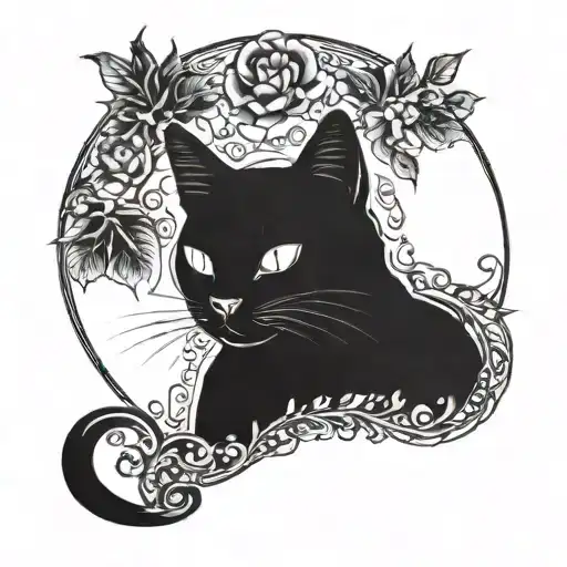 black cat silhouette tattoo design idea