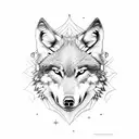 Wolf, moon, river, mountin tattoo design idea