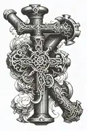 2 cannons forming a cross tattoo design idea