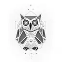 Design a geometric owl representing the strength to overcome tattoo design idea