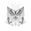 Design a geometric owl representing the strength to overcome tattoo design idea