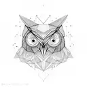 Design a geometric owl representing the strength to overcome tattoo design idea