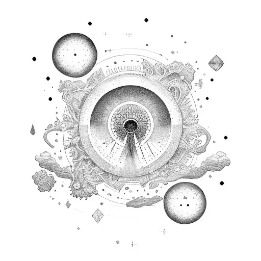 cosmos and earthy vibes tattoo design idea