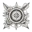 greek goddess and compass rose tattoo design idea