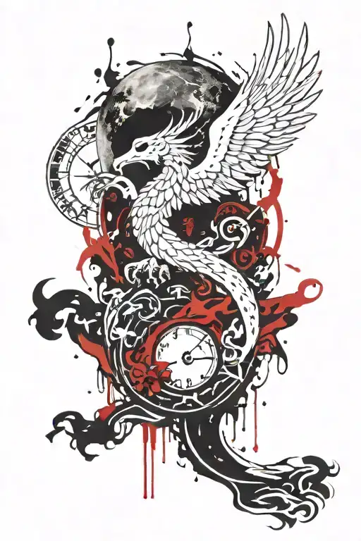 Metal music, moon, Lithuanian coat of arms tattoo design idea