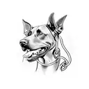 cerberus with bones and chains. one rottweiller, one doberman and one pitbull tattoo design idea