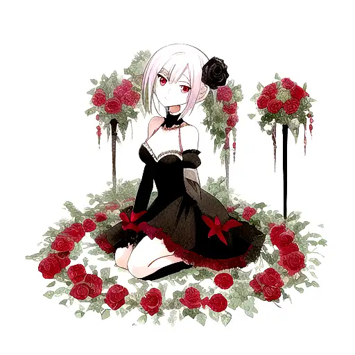 single stem black rose sharp thorns tattoo design idea