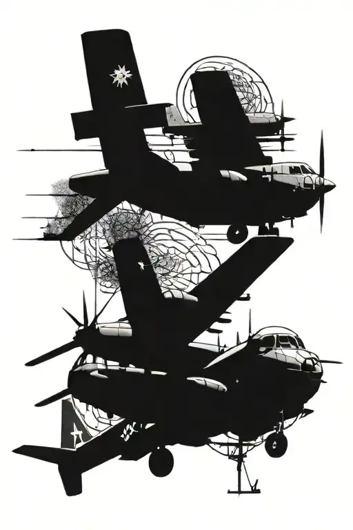 c130 and a10 flying tattoo design idea