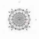 Mandala sand clock tattoo design idea