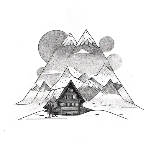 couple tattoos of mountain sunny day and starry night scene  tattoo design idea