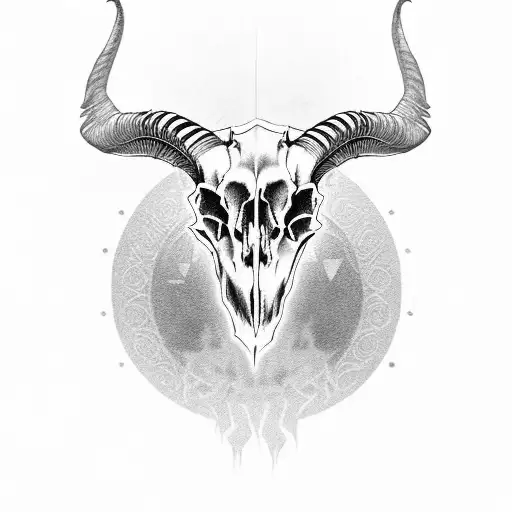 Goat skull inspired my diablo video game with pentagram behind itd metal band tattoo design idea