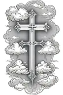 cross with clouds surrounding tattoo design idea