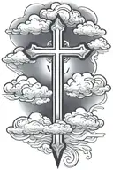 cross with clouds surrounding tattoo design idea