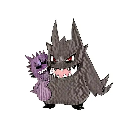 gengar and haunter pokemon kawaii style tattoo design idea