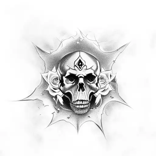  heaven, hell, angels, devils, skulls, roses, thorns, rosary beads, nebula, waterfall tattoo design idea