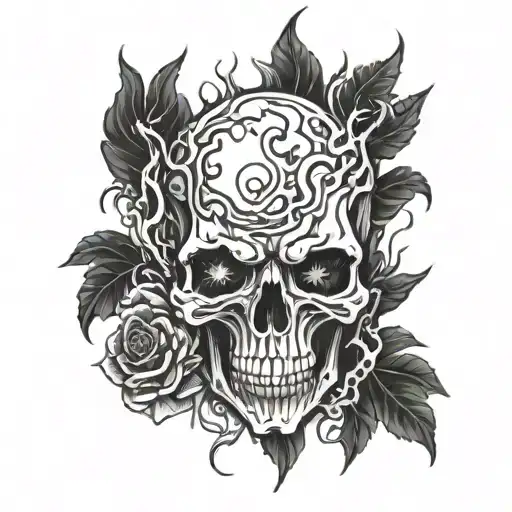 vein flaming skull tattoo design idea