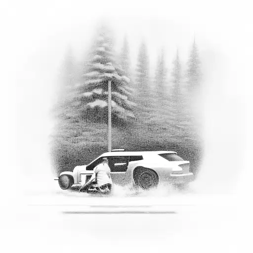 esso gas station with the cover car from need for speed moat wanted in front of it tattoo design idea