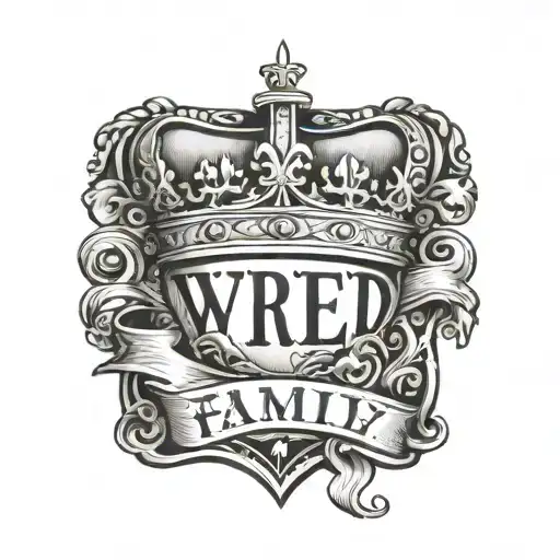 tje word Family spelled put in curise on my outer forarm with a kings crown above the letter f  tattoo design idea