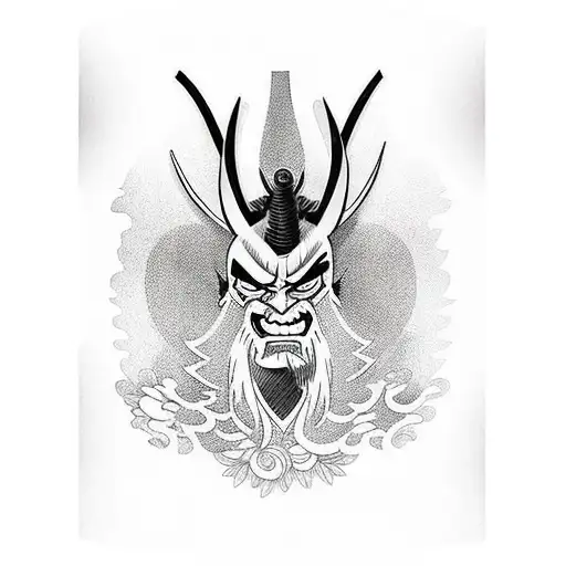 Aku and Samurai Jack full sleeve  tattoo design idea