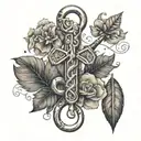 A detailed illustration of a caduceus with veterinary symbols like a paw print and a dermatology tool, representing your passion for both fields tattoo design idea