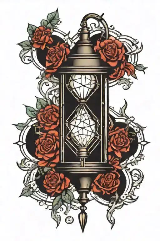 Diamond shaped Gothic lantern tattoo design idea