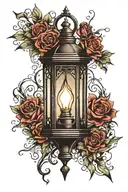 Diamond shaped Gothic lantern tattoo design idea
