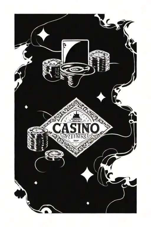 casino setting surrounded tattoo design idea