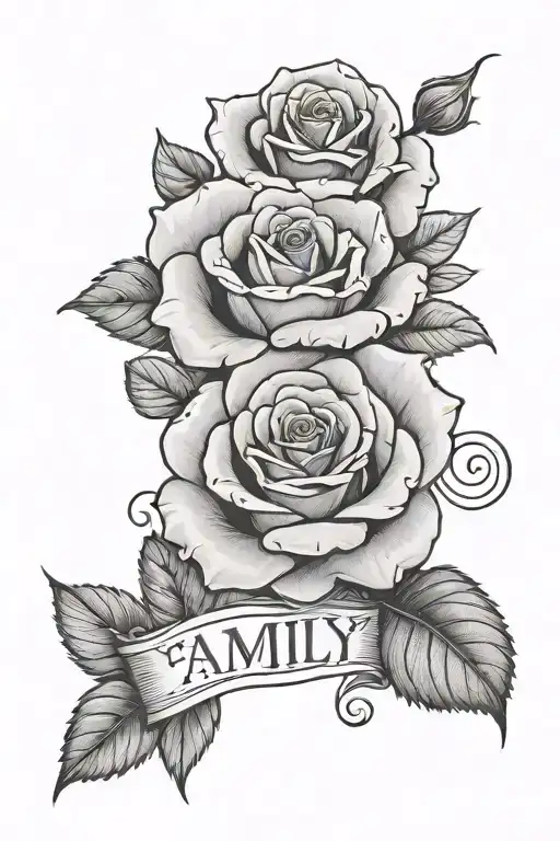 rose with the word family over everything  tattoo design idea