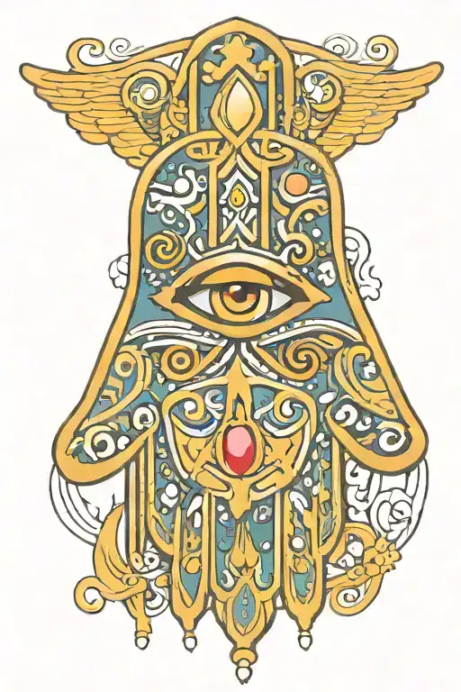amazing hamsa symbol tattoo design idea
