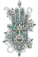 Amazing Hamsa hand tattoo design idea
