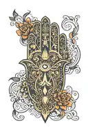 Amazing Hamsa hand tattoo design idea