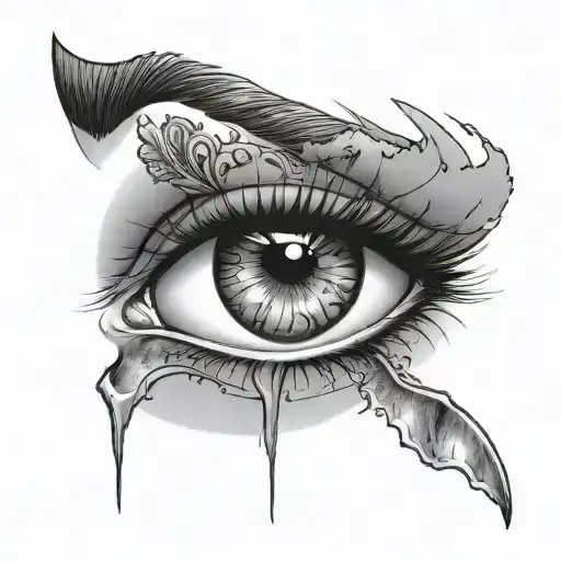 Beautiful women eyes with one eye covered with eyepatch tattoo design idea