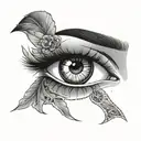 Beautiful women eyes with one eye covered with eyepatch tattoo design idea