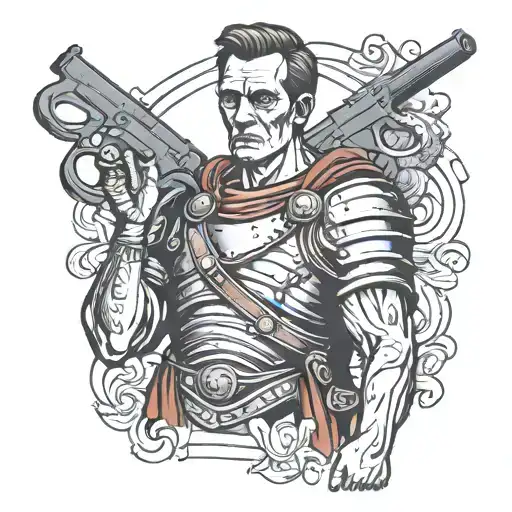 julius caesar with guns  tattoo design idea