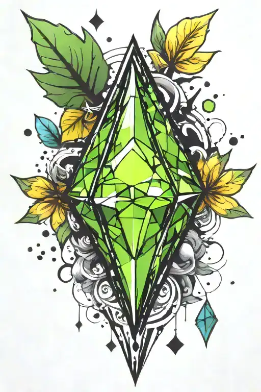 sims 4 plumbob with ink blots sparkles surrounded tattoo design idea