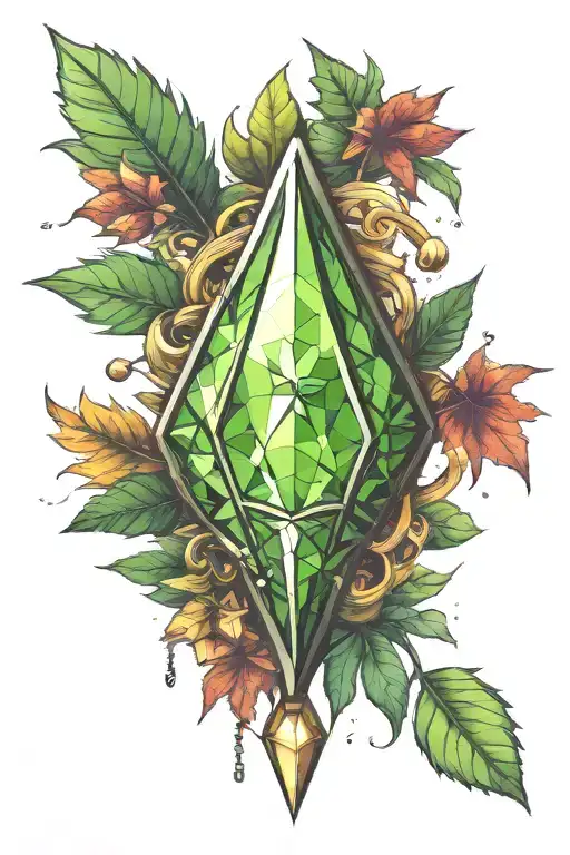sims 4 plumbob with pot leaf sparkles surrounded tattoo design idea
