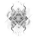 the word ataraxia with waves  tattoo design idea