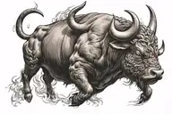 angry   bull with long flames upper chest tattoo tattoo design idea