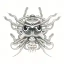 demon spider with mushrooms and blood with 747 on it tattoo design idea