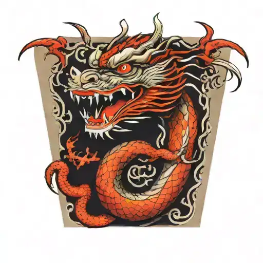Japanese dragon long body tattoo design idea