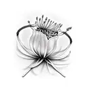 engine piston with spider lily tattoo design idea