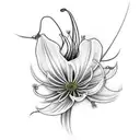 engine piston with spider lily tattoo design idea