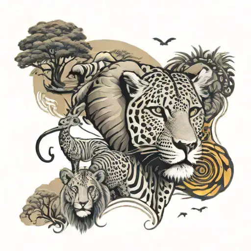 African safari including the big five  tattoo design idea