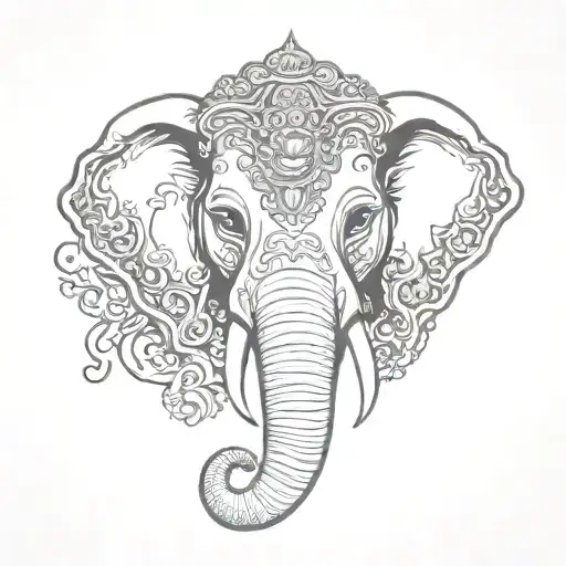 thai elephant head tattoo design idea