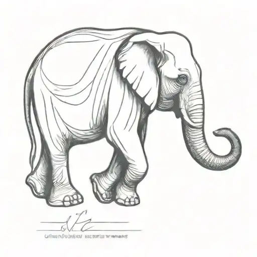 thai elephant walking tattoo design idea