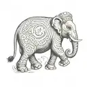 thai elephant walking tattoo design idea