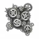 Incorporate gears and mechanical elements into a serene nature scene, symbolizing the balance between technology and tranquility tattoo design idea