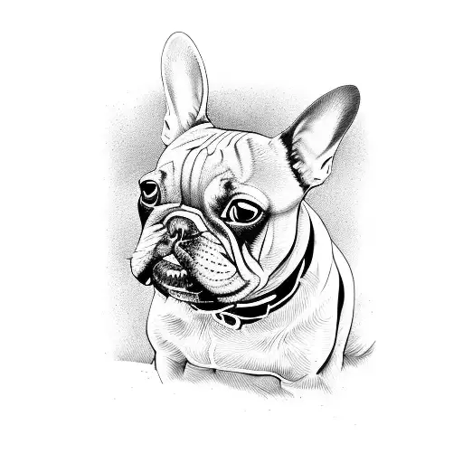 french bulldog black with withe line in the face tattoo design idea