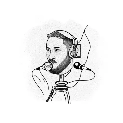 A portrait of DPR Ian with a microphone tattoo design idea